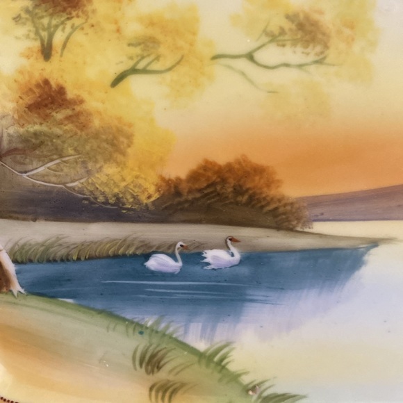 Vintage Nippon Hand Painted Plate With A Beautiful Scene - Picture 2 of 5